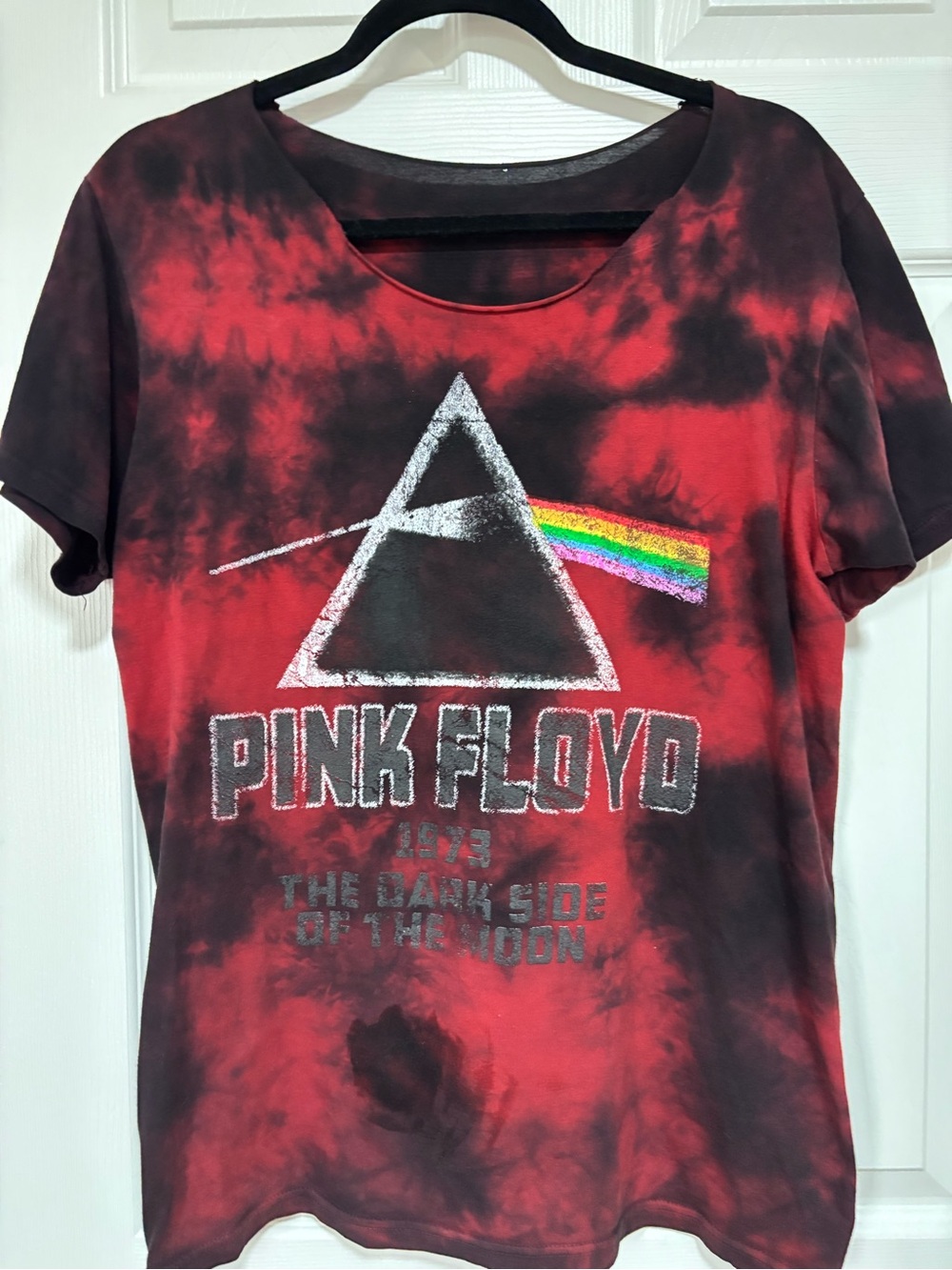 Pink Floyd Red and Black Tie-Dye Prism Tee
